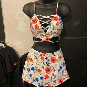 Two piece cropped top and shorts set